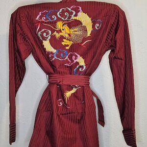 Vintage Silk, Embroidered Dragon, Japanese smoking jacket w/add. fabric (24-1238